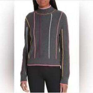 rag & bone Charcoal Sweater with Multicolor Stripes